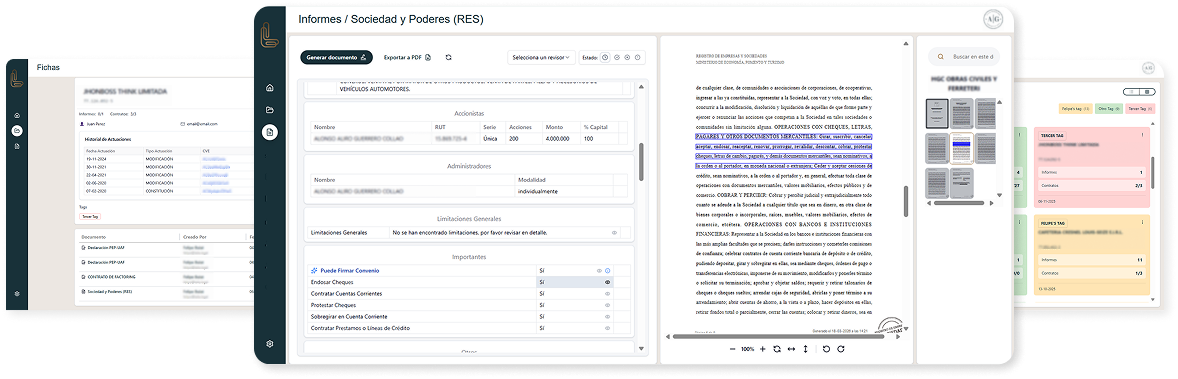 Interfaz de LAILA para informes de sociedades y poderes