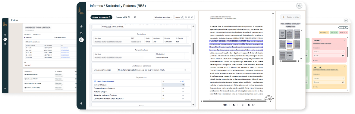 Interfaz de LAILA para informes de sociedades y poderes